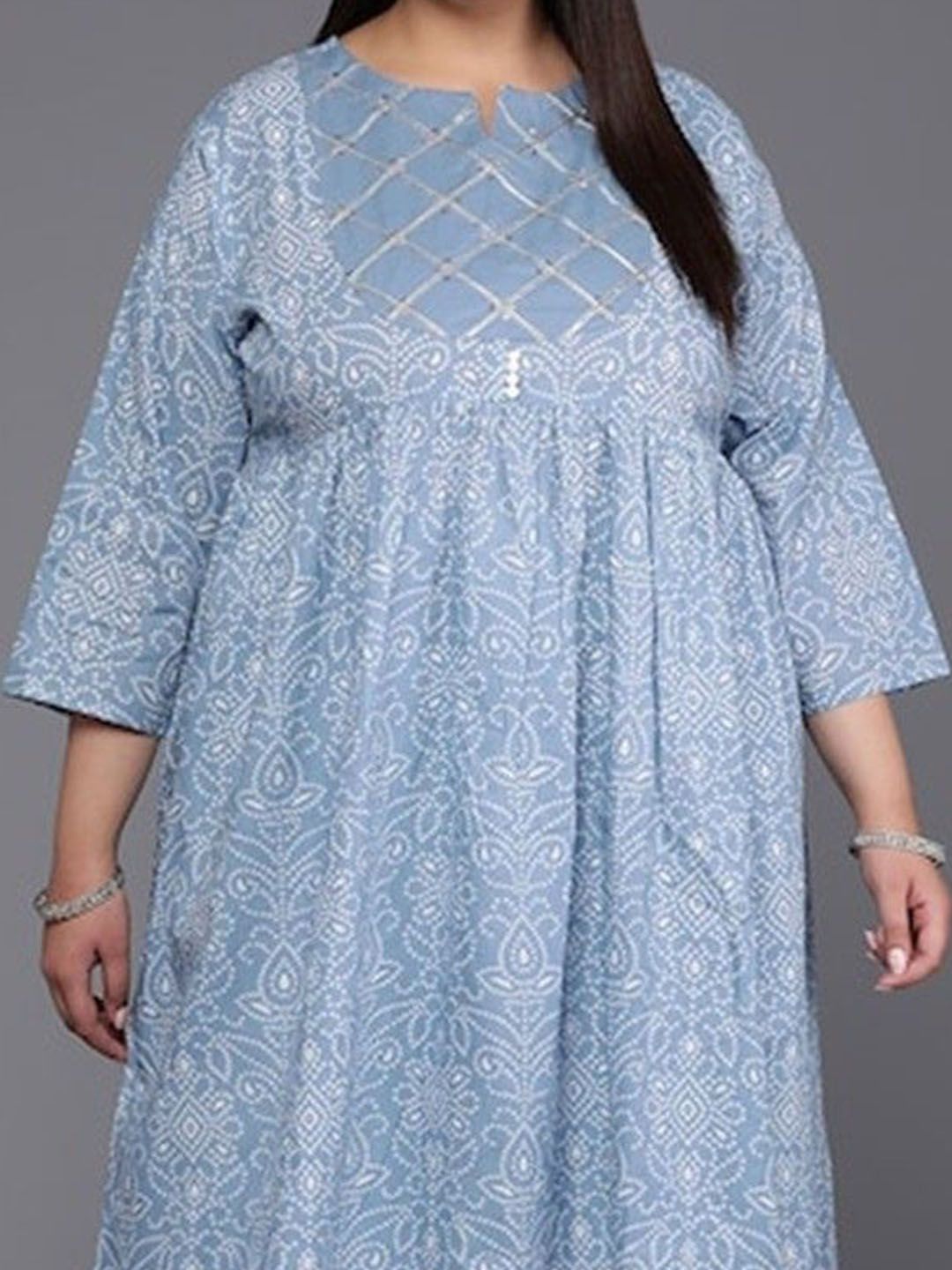Sztori Geometric Printed Regular A-Line Kurta | Grocsy