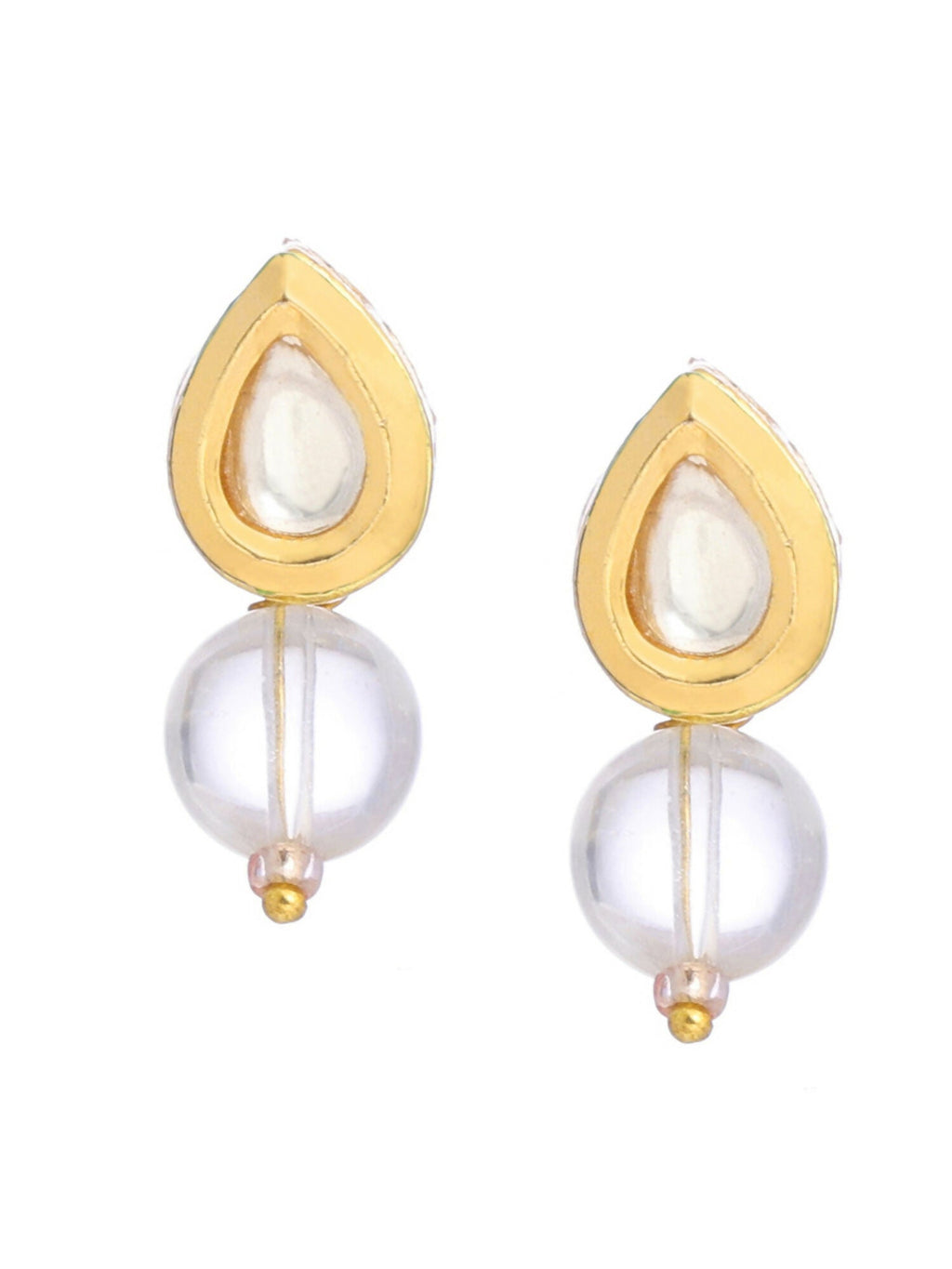 Ruby Raang White Clear Quartz Kundan Studs | Grocsy