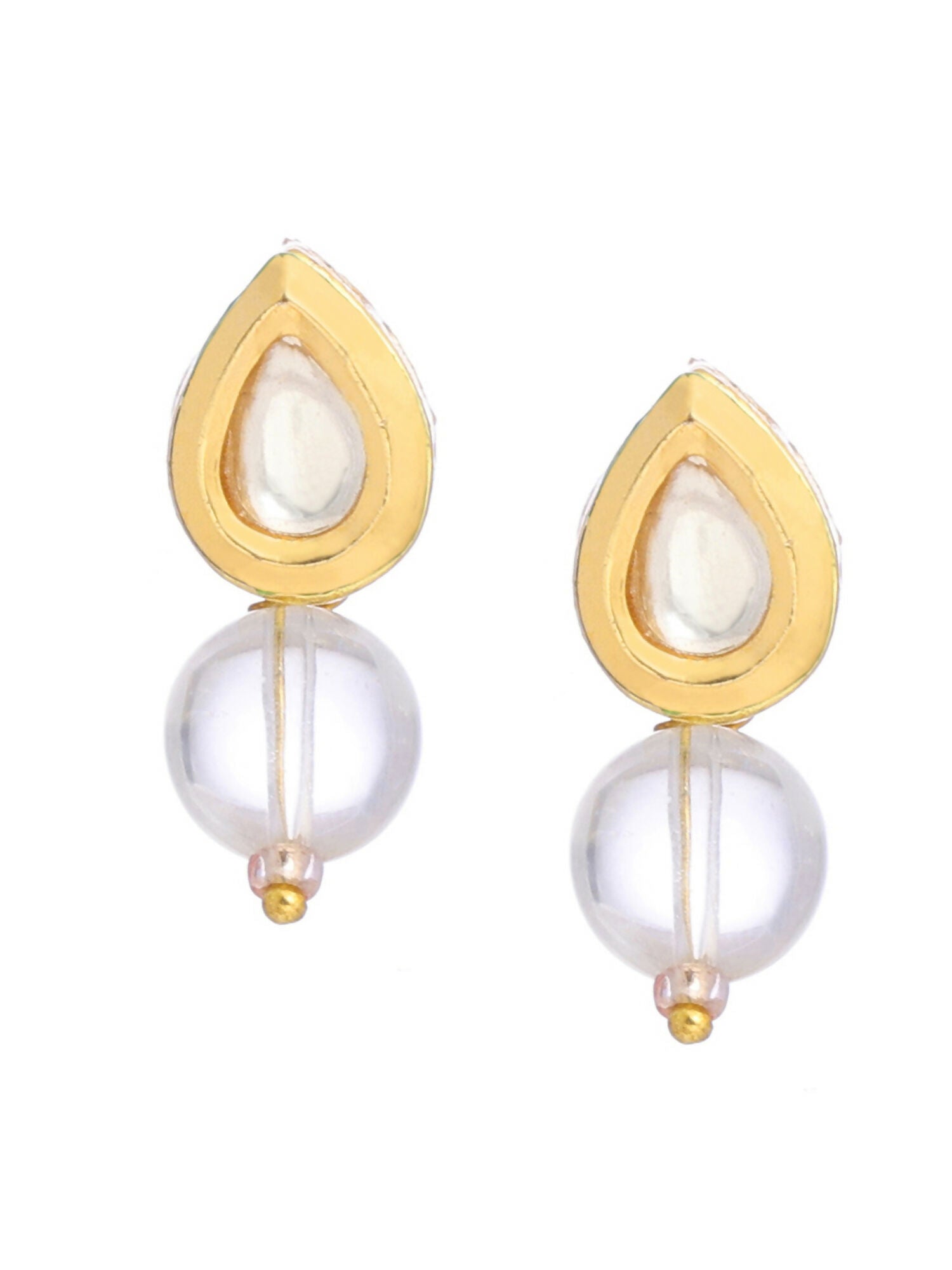 Ruby Raang White Clear Quartz Kundan Studs | Grocsy
