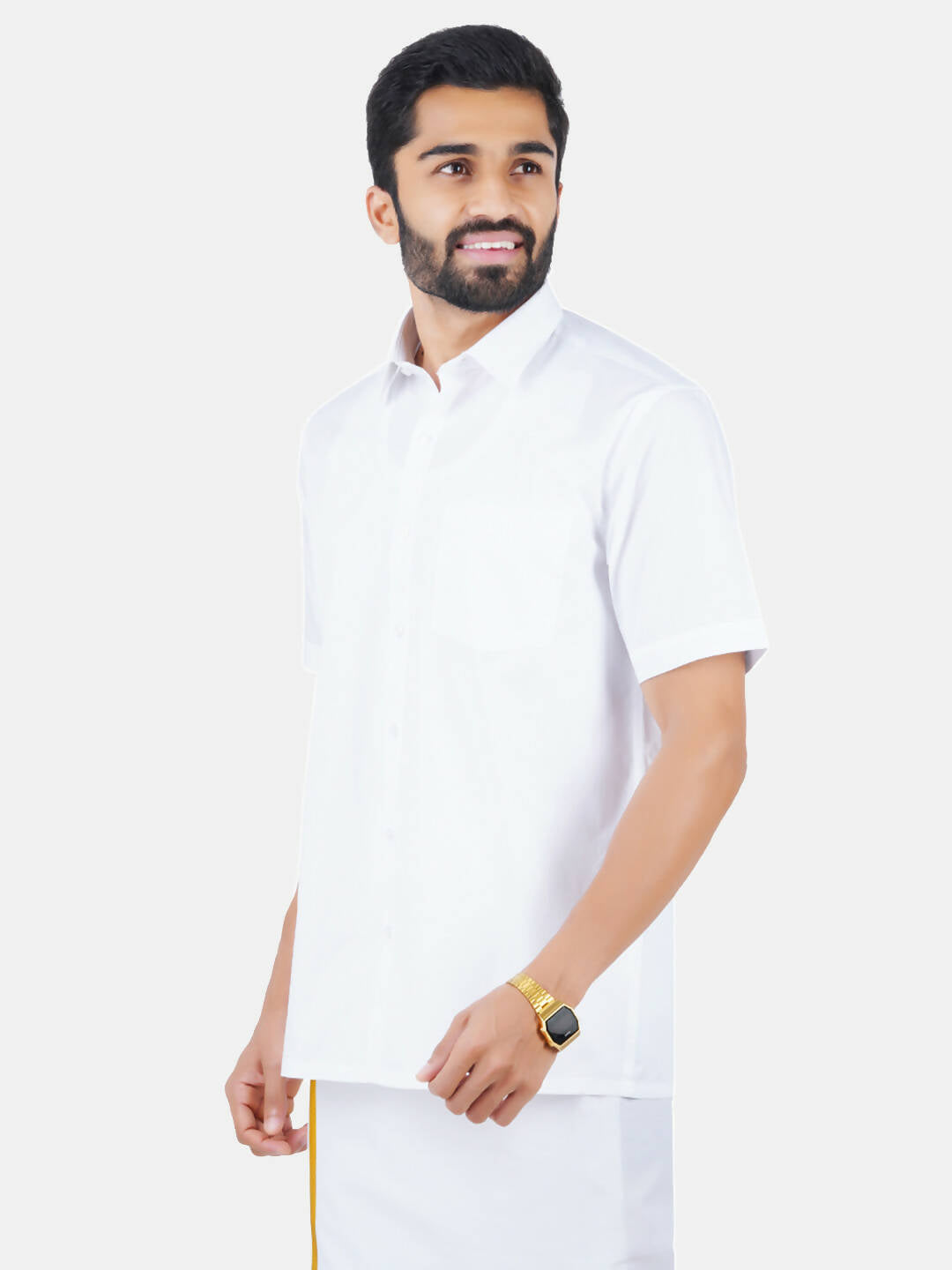 Ramraj Cotton Mens Half Sleeve Formal 100 % Cotton White Shirt | Grocsy