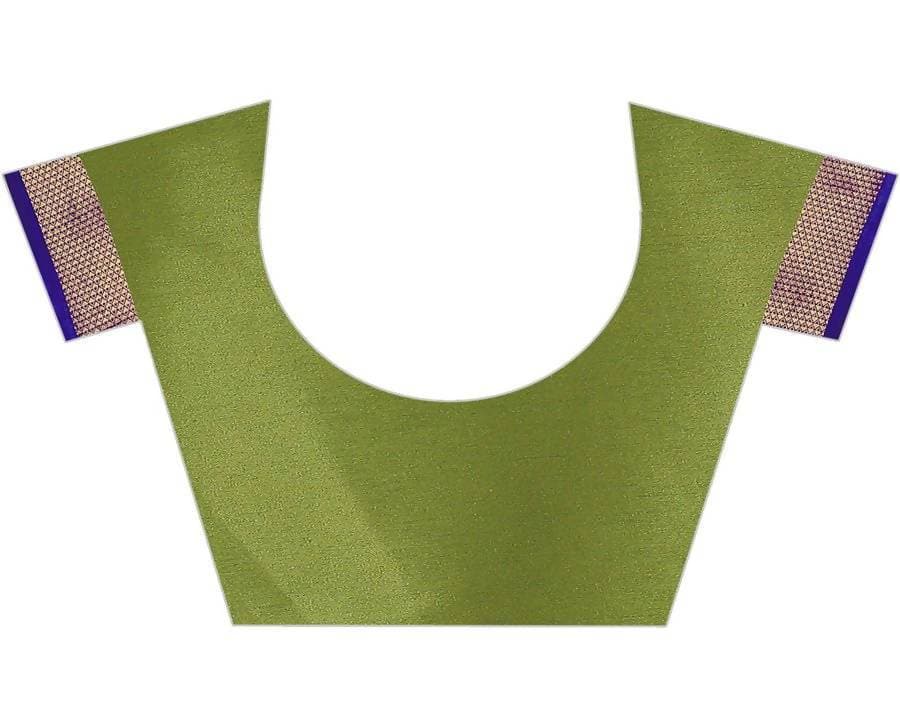 Vamika Banarasi Cotton Silk Weaving Green Saree (DOCTOR MOR GREEN) | Grocsy