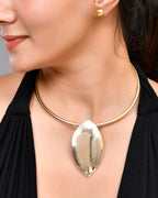VOJ Gold-Polished Western Hasli with Studs Earrings Set | Grocsy