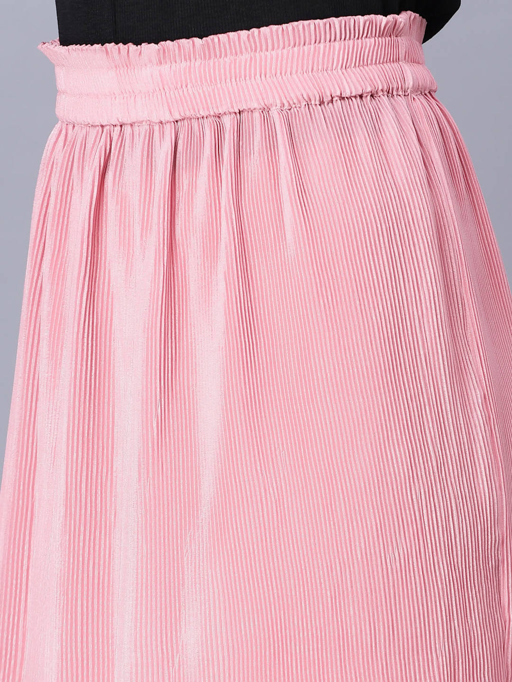 Myshka Chiffon Solid Pink Women Skirt | Grocsy