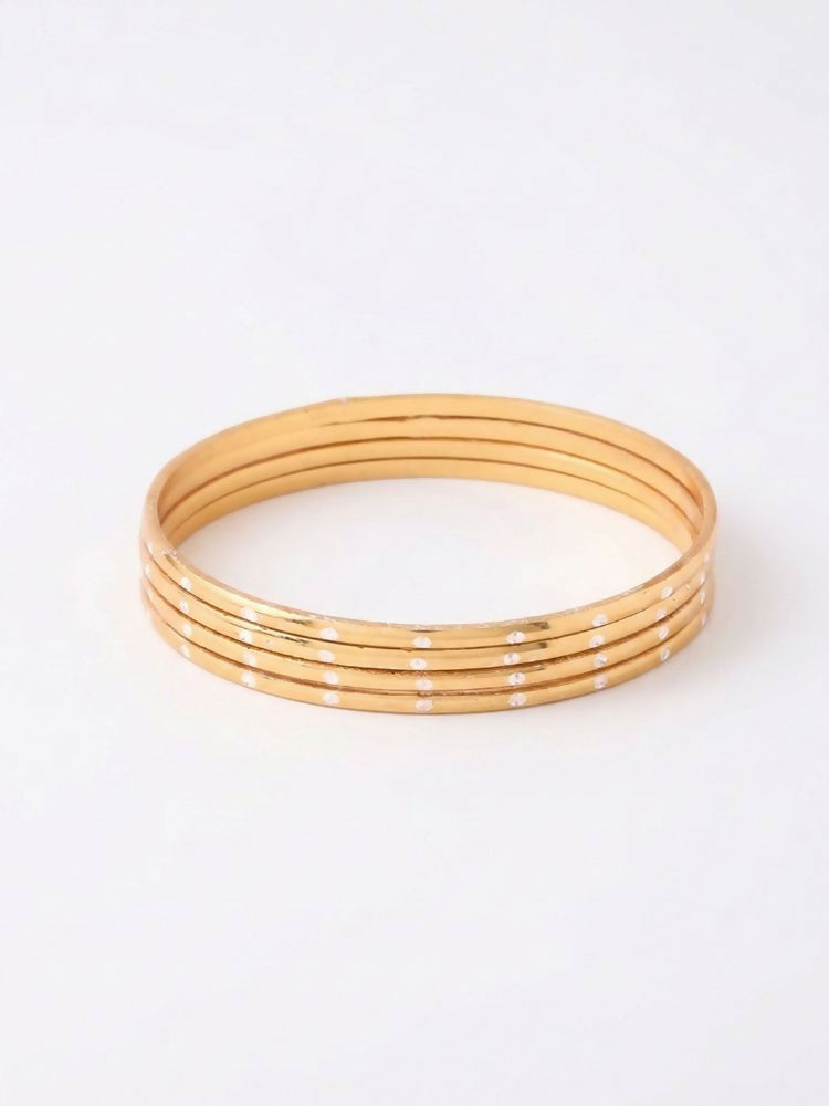 NVR Women Set of 4 Gold Plated Handcrafted CZ Studded Bangle | Grocsy