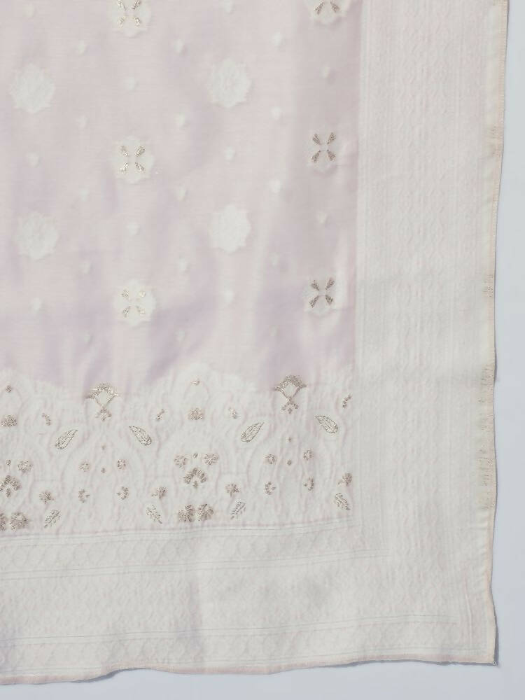 Myshka Women Pink Embroidered Kurta & Trousers With Dupatta | Grocsy