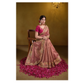 Peach Zari Organza Silk Pure Khatli work Designer Saree With Blouse. - Rajasvi | Grocsy