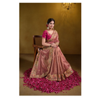 Peach Zari Organza Silk Pure Khatli work Designer Saree With Blouse. - Rajasvi | Grocsy
