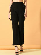 Myshka Women's Black Flared Party Trouser | Grocsy