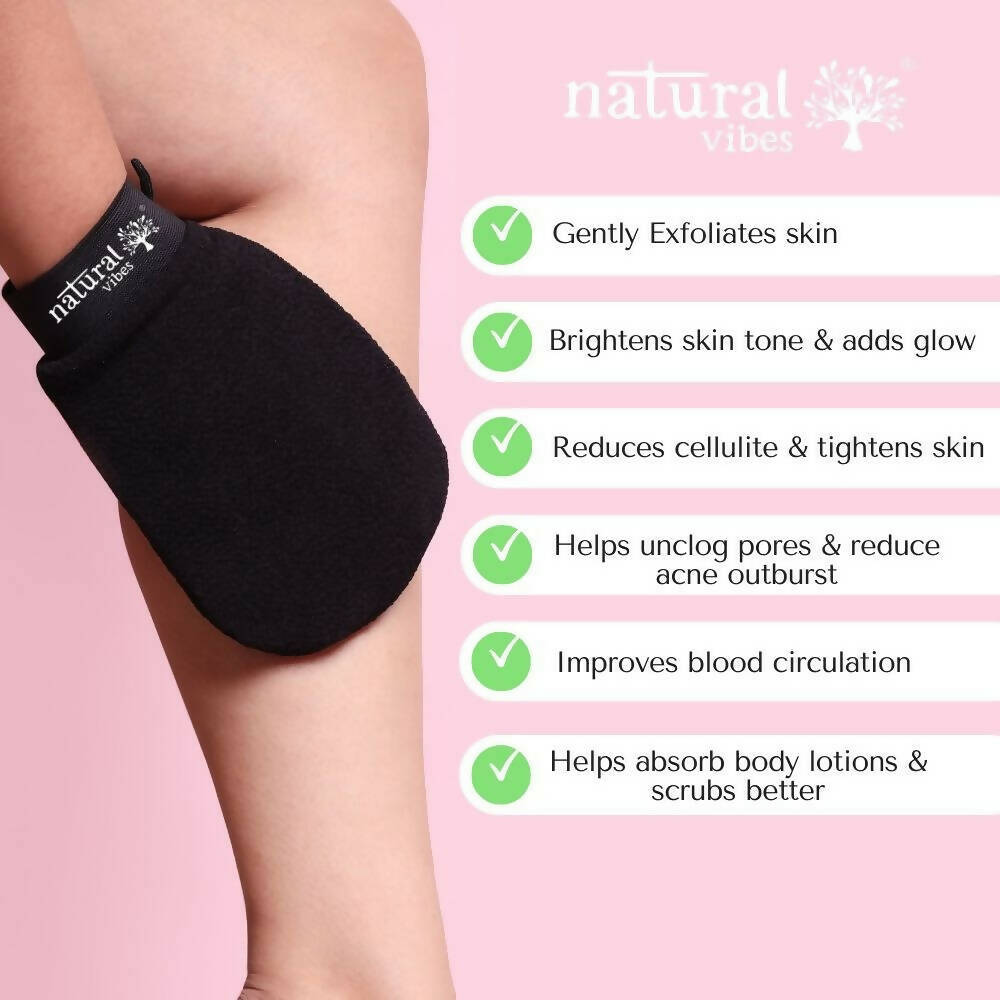 Natural Vibes Deep Cleanse & Exfoliating Routine - Shower Gel Body Wash & Scrubbing Glove | Grocsy