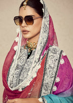 Off White Muslin Cotton Digital Print & Embroidered Salwar Suit - Emponline | Grocsy