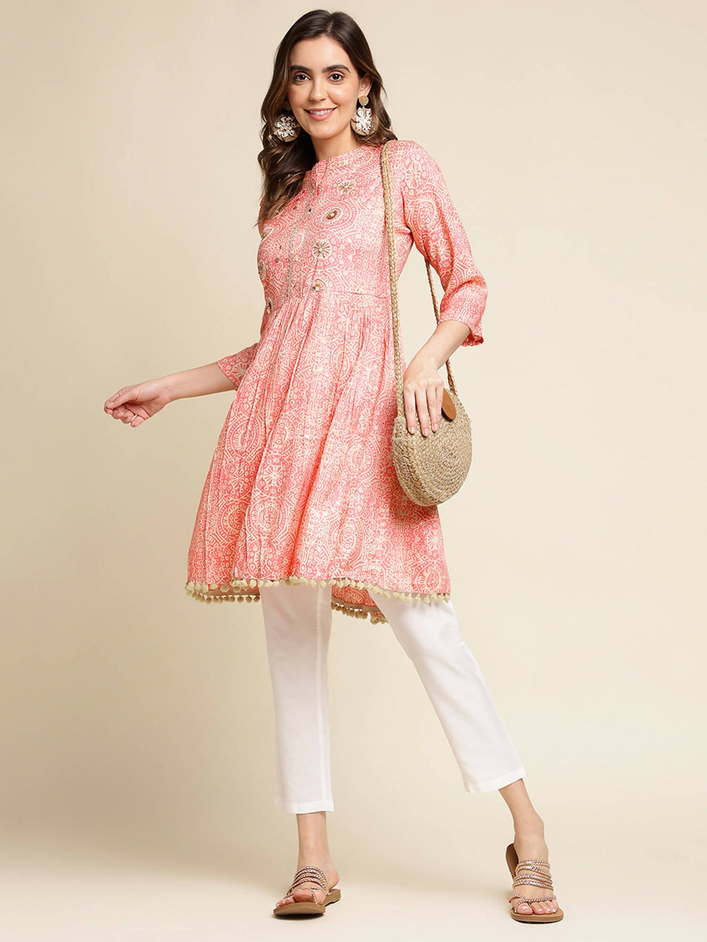 Peach Chiffon Paisley Printed Top - Himanshi | Grocsy