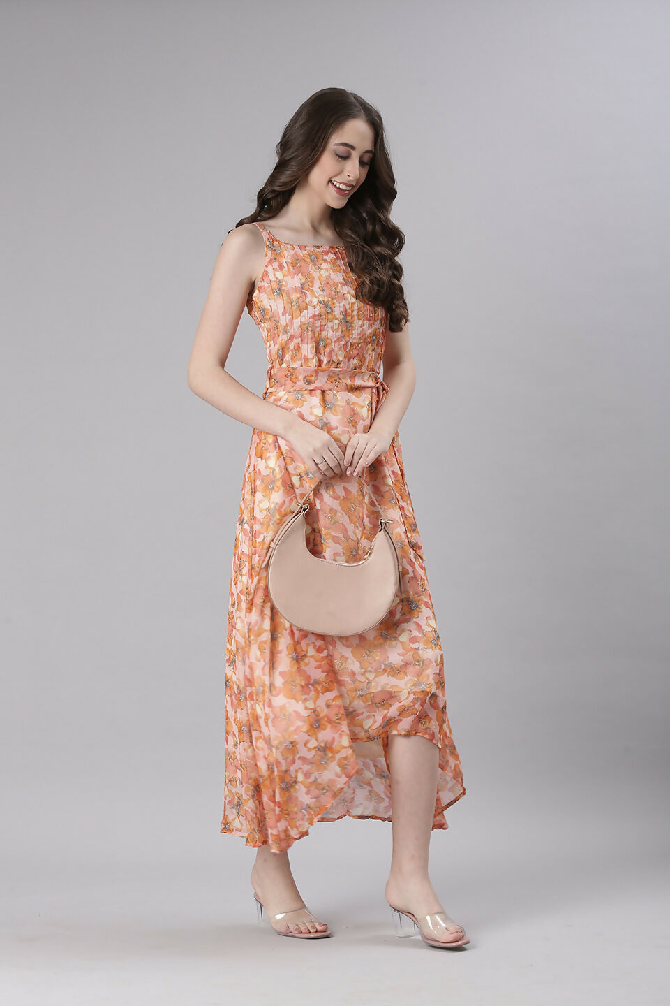 Souchii Floral Print Tiered Dress – Flowy Fit & Flare | Grocsy