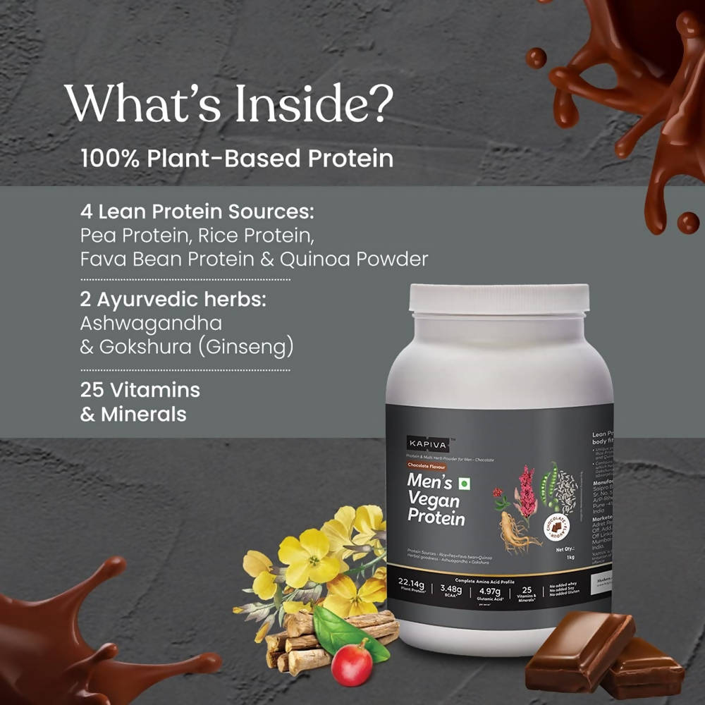 Kapiva Ayurveda Men's Vegan Protein - Chocolate Flavour | Grocsy