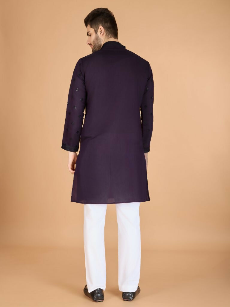 Vastranavya Purple Exclusive Festival Wear Viscose Silk Thread with Sequence Embroidered Work Kurta with Dupatta | Grocsy