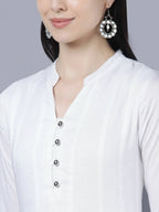 Myshka Women White Anarkali Kurta With Dupatta | Grocsy