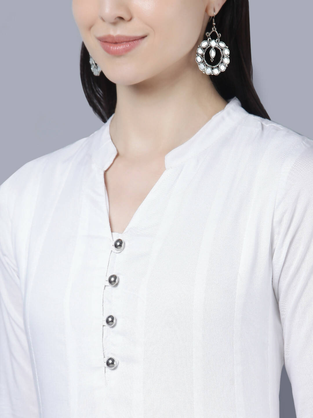 Myshka Women White Anarkali Kurta With Dupatta | Grocsy