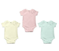 AHC Soft Cotton Short-Sleeve Bodysuits Solid Onesies New Born Infant Dress - Pink/Yellow/Green | Grocsy
