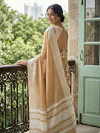 Shree Shyam Fashion Mustard Yellow Linen Saree | Grocsy