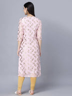 Myshka Women Pink Floral Printed Gotta Patti Georgette Kurta | Grocsy