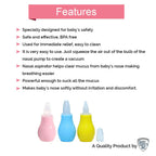 Safe-O-Kid Silicone Baby Nasal Aspirator Vacuum Sucker Instant Relief From Blocked Nose, Blue | Grocsy