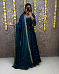 Teeya Creation Women's New Trendy Latest Designer Embroidery Anarkali Gown with Dupatta Set | Grocsy
