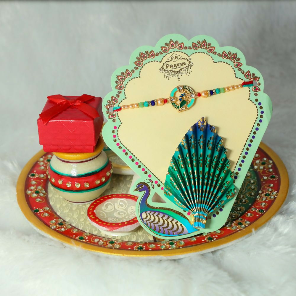 Indianvibez Kundan Stone Pecock Rakhi Collection | Grocsy