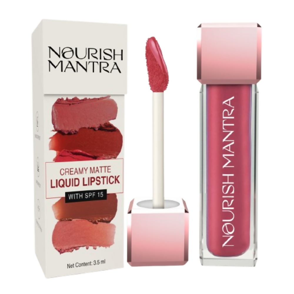 Nourish Mantra Liquid Lipstick Creamy Matte with SPF / Water Proof, Smudge Proof Shade-Jashn-e-gulab | Grocsy