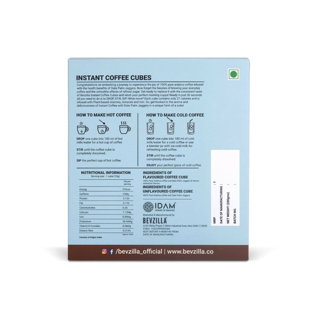 Bevzilla Assorted Flavours Instant Coffee Cubes with Organic Date Palm Jaggery | Grocsy