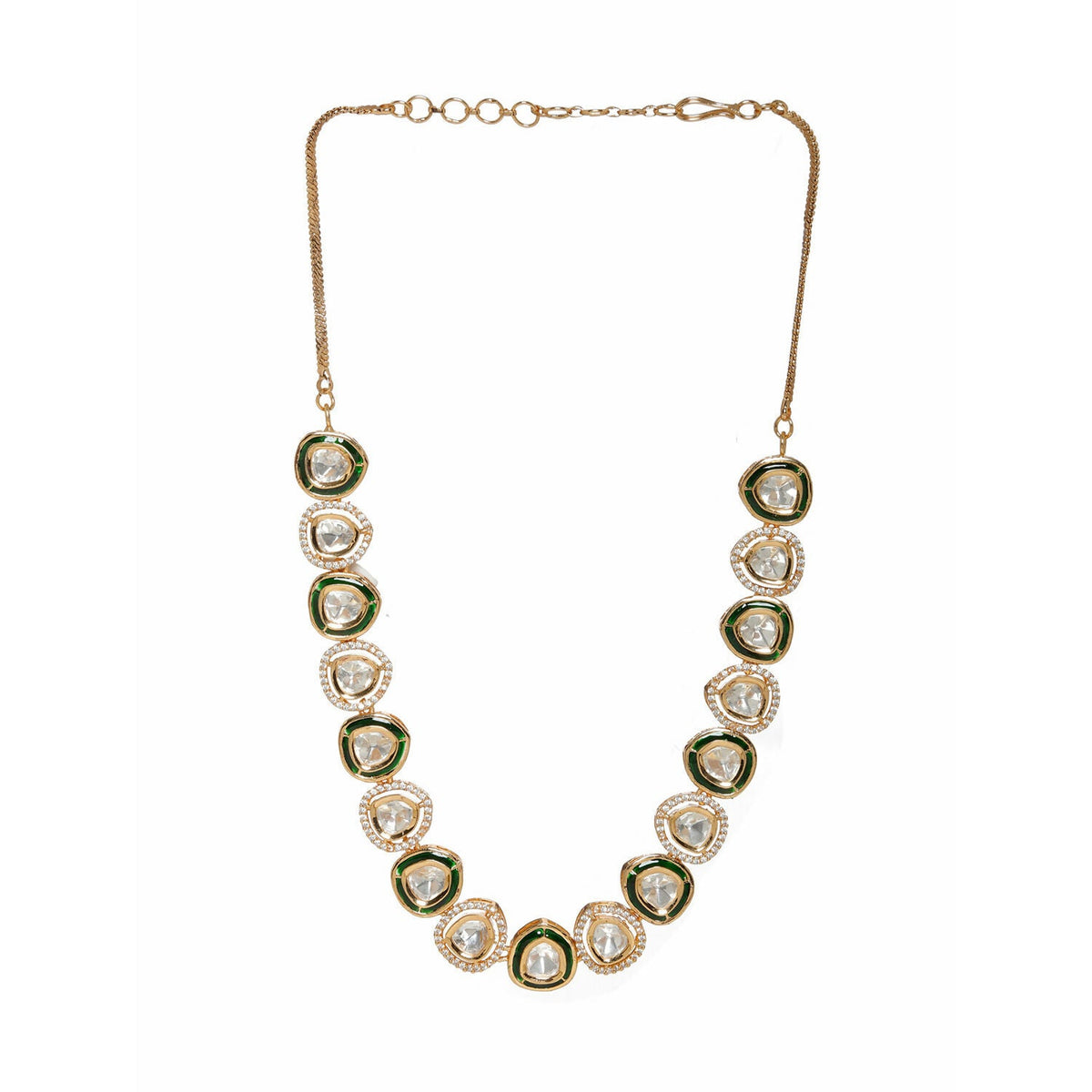 Kundan and Diamond Neckpiece with Meenakari (Gold) - Ruby Raang | Grocsy