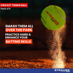 Strauss Cricket Tennis Balls - Yellow (Pack of 6)