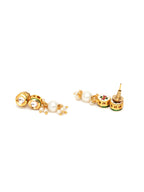 Kundan Earrings with Pearl Drops (Gold) - Ruby Raang