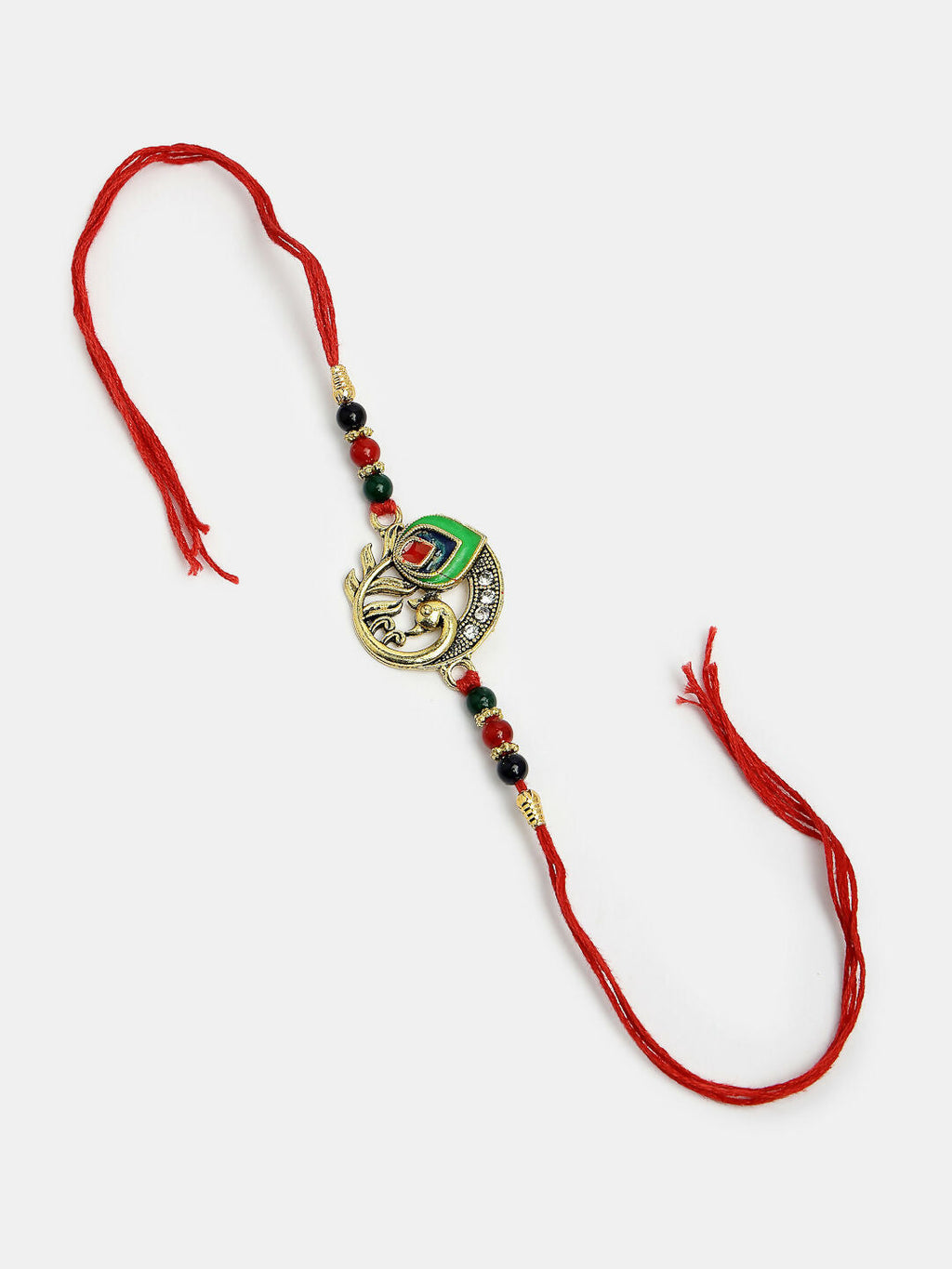 NVR Women & Men Set of 2 Multicolor Peacock Design Bhaiya Bhabhi Rakhi With Roli Chawal & Chocolate | Grocsy