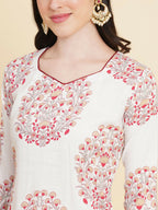 Designer Stylish White cotton Stitched Suit With Dupatta - Tanisha | Grocsy