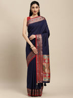 Shree Shyam Fashion Silk Blend Blue Saree | Grocsy
