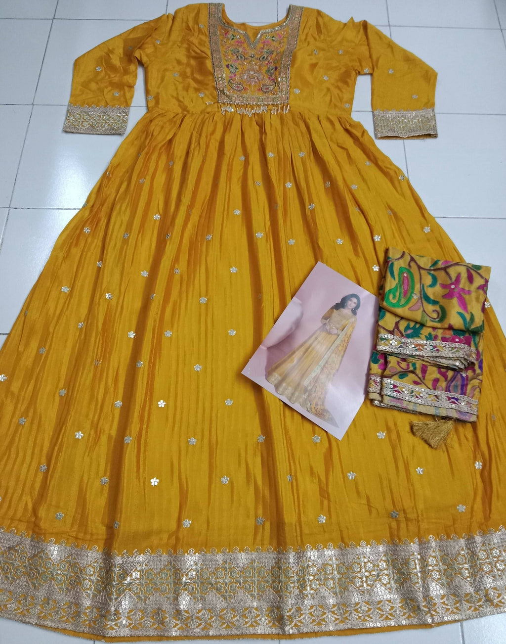 Anaita Yellow Embroidered Silk Anarkali Suits | Grocsy