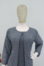 Teeya Creation Grey Color Faux Georgette Party Wear Designer Co Ord Set | Grocsy
