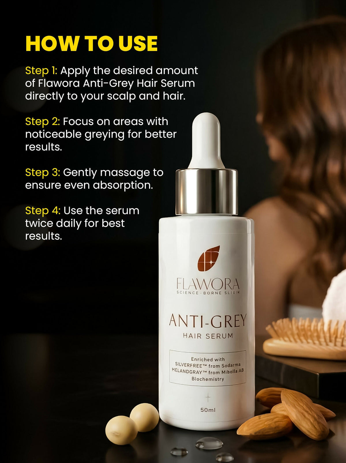 Flawora Set of Anti-Grey Hair Serum and D-Tan Lotion | Grocsy