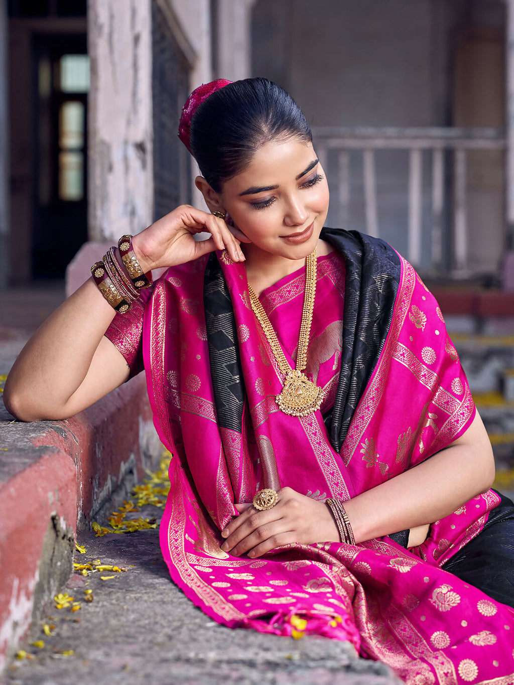 Shree Shyam Fashion Black Soft Silk Saree | Grocsy