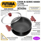 Hawkins Futura Cook N Serve Handi, Hard Anodised Biryani Handi with Glass Lid Non-Stick Saucepan | Grocsy
