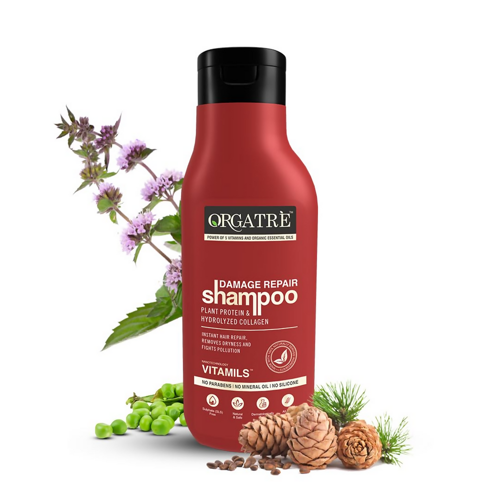 Orgatre Damage Repair Shampoo For Women & Men For Rough Dull & Damaged Hair With Protein & Hydrolyzed Collagen | Grocsy