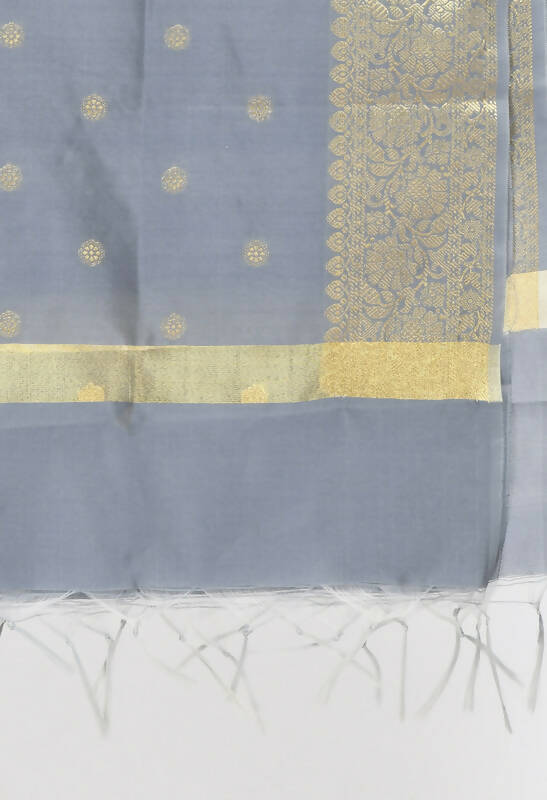 Mominos Fashion Moeza Women's Banarsi Silk Woven Design Grey Dupatta | Grocsy