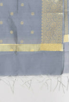 Mominos Fashion Moeza Women's Banarsi Silk Woven Design Grey Dupatta | Grocsy