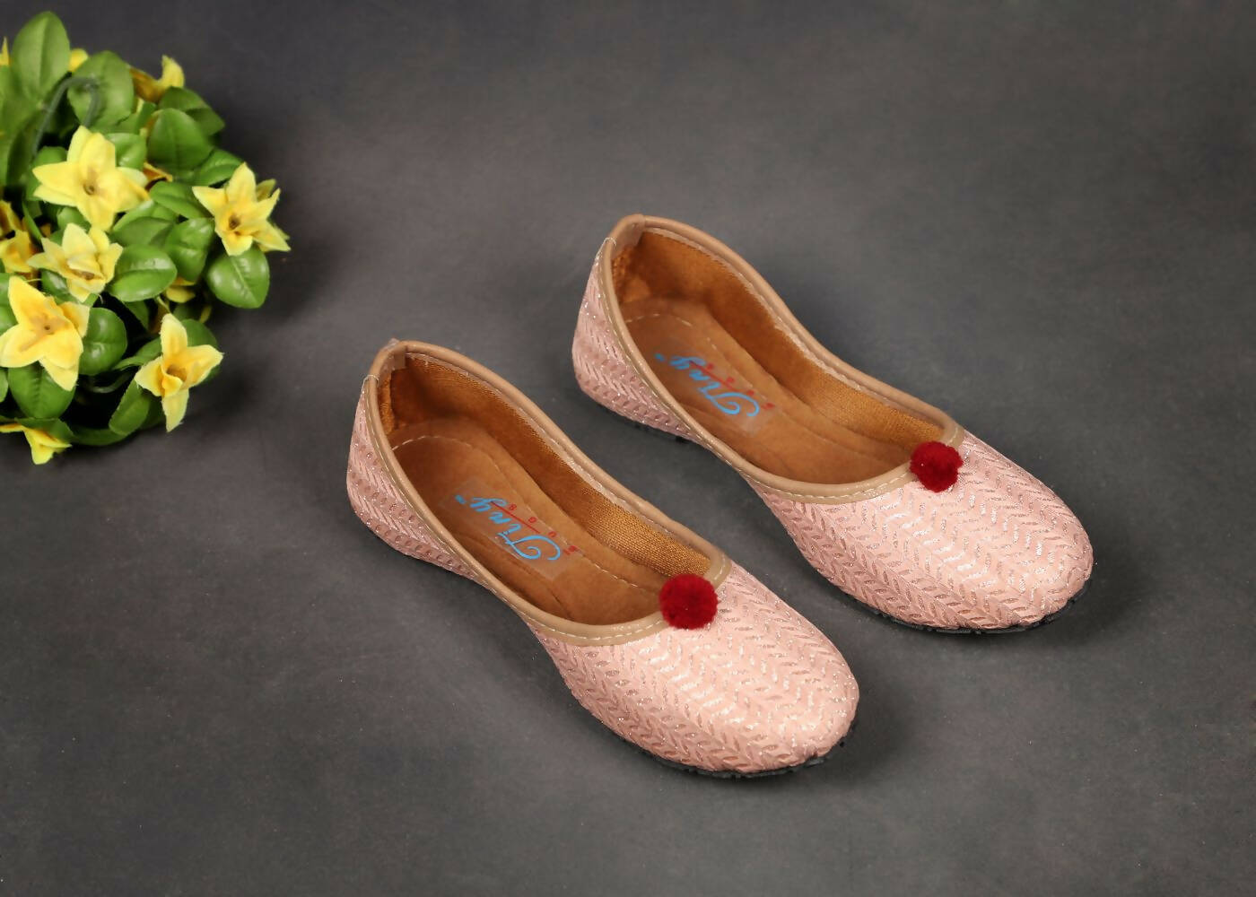 Tiny Bugs Girls Ethnic Wear Juttis - Rose Gold | Grocsy