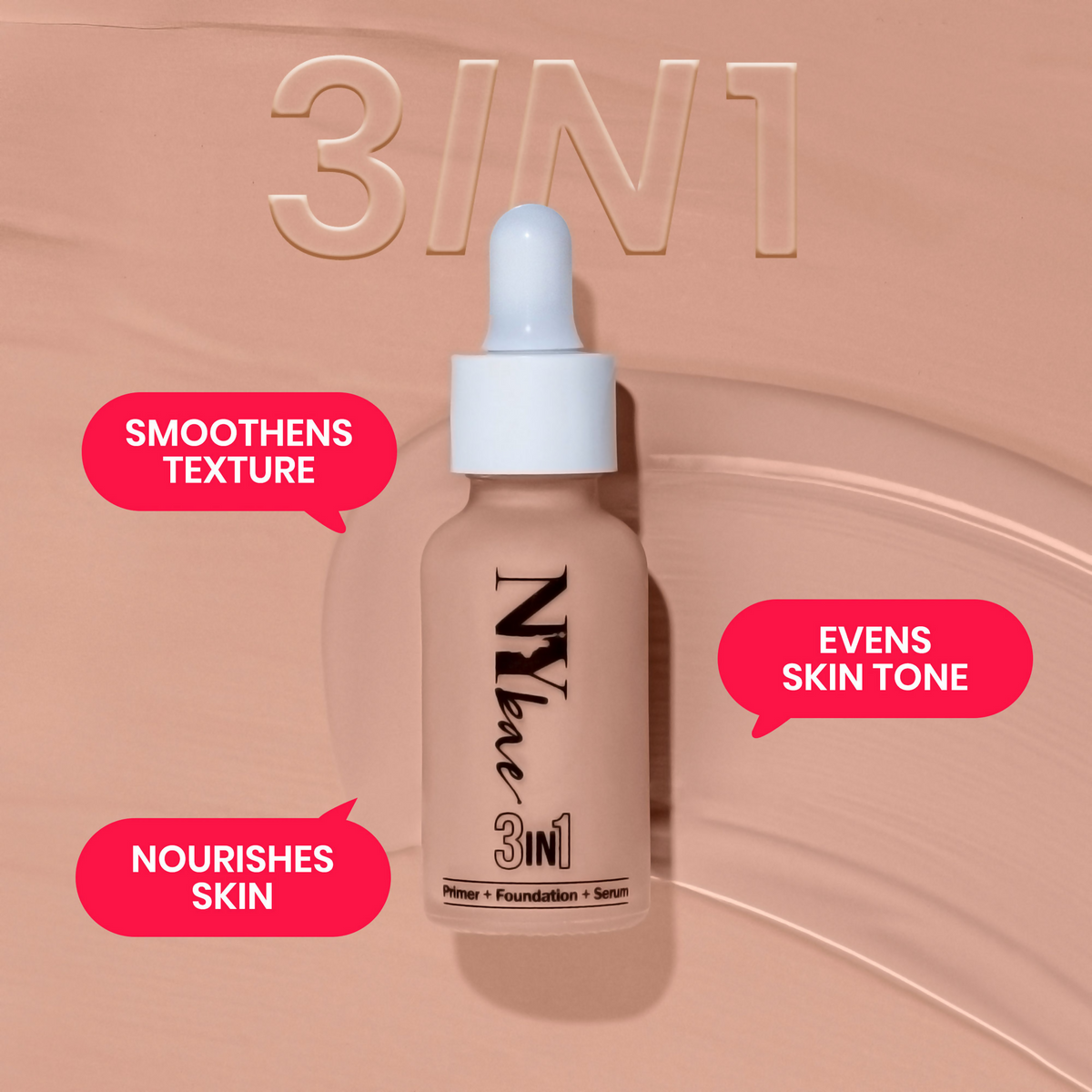 NY Bae 3 in 1 Serum Foundation Infused With Primer - Cool Cashew 04 | Grocsy