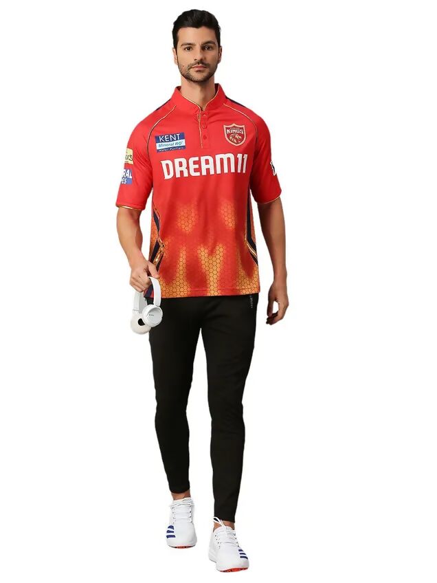 Punjab Kings Men Red Printed Half Sleeves Jersey IPL, T20 | Grocsy