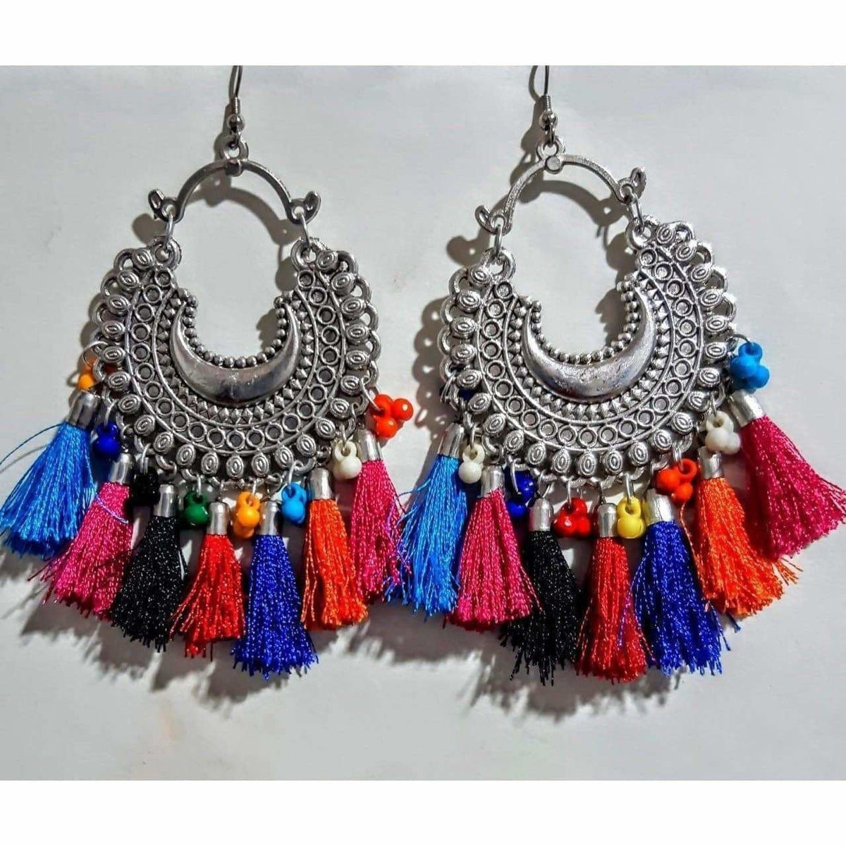 MS Fashion India Muskan Glass Pearl Multi color Thread Fancy Earrings | Grocsy