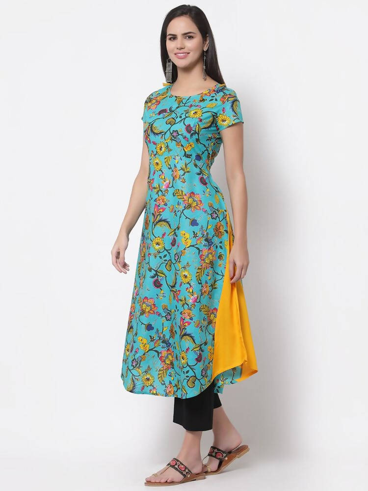 Myshka Women's Cotton Printed Half Sleeve Round Neck Multicolor Dress | Grocsy