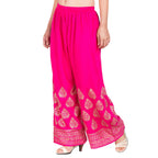 PAVONINE Rani Color Golden Printed Rayon Fabric Sharara For Women & Girls | Grocsy