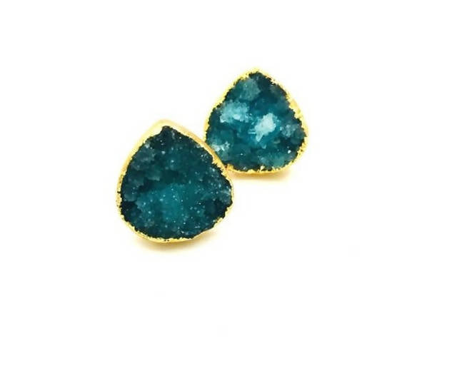 Bling Accessories Natural Stone Aqua Drop Earrings | Grocsy