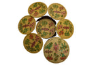 Nizalia Floral Motif Embossed Cream Paper Mache Round Coasters - Limited Time Offer | Grocsy